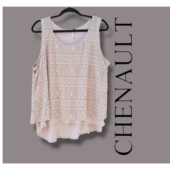 Chenault Women’s Plus Size Cream Sleeveless Lined Blouse - 1X - Picture 7 of 8